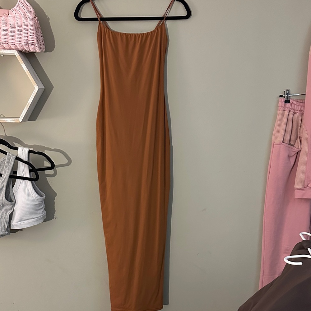 SKIMS Tan Midi Dress